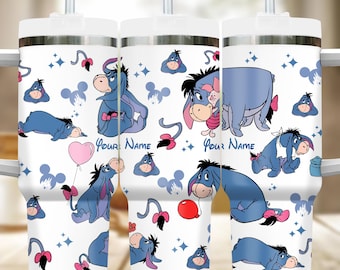 Custom Eeyore 40oz Tumbler, Winnie the Pooh 40oz Tumbler, Eeyore Insulated Tumbler, Pooh Cup, Magic Kingdom Handle Stainless Steel Tumbler
