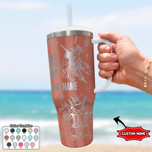 Custom Deadpool and Wolverine Tumbler, Deadpool 40oz Engraved Tumbler, Wolverine Cartoon Cup, Magic Kingdom Handle Stainless Steel Tumbler image 3