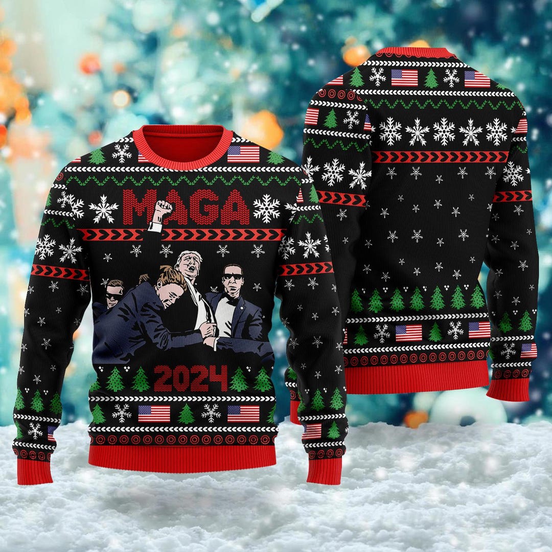 Christmas Sweater MAGA 2024 Ugly Christmas Sweater, Donald Trump Vote