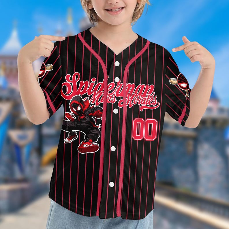 Camiseta de béisbol personalizada DN Spiderman Spiderverse Miles Morales, camiseta de béisbol Spidey, regalo para fan de Spiderman, regalo de cumpleaños de Spiderman imagen 3