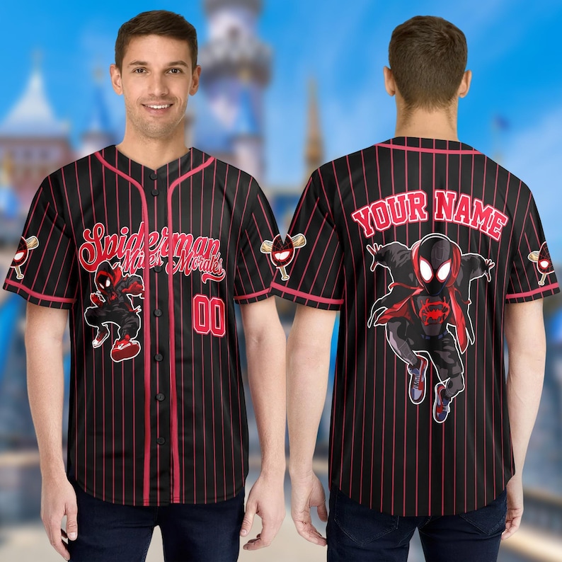 Camiseta de béisbol personalizada DN Spiderman Spiderverse Miles Morales, camiseta de béisbol Spidey, regalo para fan de Spiderman, regalo de cumpleaños de Spiderman imagen 1