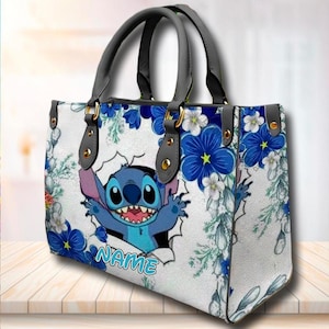 Personaliza tu bolso de cuero sorpresa de Lilo y Stitch, bolso de Stitch Disneyland, bolso bandolera de cuero de Stitch, bolso de hombro de cuero de Disney.