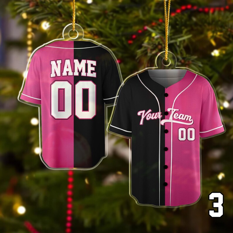 Personalized Team Name and Number Ornament, Custom Baseball Player