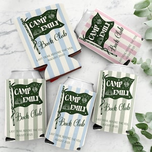 Custom Camp Bachelorette Can Cooler, Camping Bachelorette Can Coolers, Bridal Drink Holder, Camp Crew Favors, Last Trail Bach Club Decor
