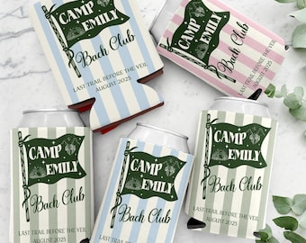 Custom Camp Bachelorette Can Cooler, Camping Bachelorette Can Coolers, Bridal Drink Holder, Camp Crew Favors, Last Trail Bach Club Decor