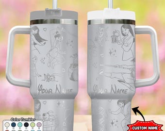 Custom Mulan 40oz Tumbler, Princess 40oz Laser Engraved Tumbler Tumbler, Mulan Cup, Magic Kingdom Handle Stainless Steel Tumbler