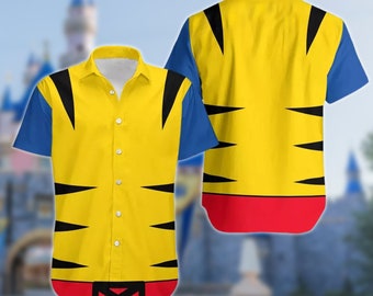 Wolverine Costume Hawaiian Shirt, Superhero Movie Character Hawaii Shirt, Wolverine Cosplay Costume Button Up, Superhero Hawaii Shirt