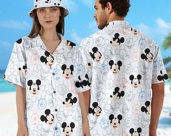 Mickey Mouse Emotions Hawaii Shirt, Mickey Button Up Shirt, Mickey Mouse Hawaiian Shirt, Funny Shirt Gift, Mouse 3D All Over Print Shirt