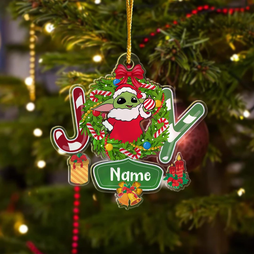 Personalized Baby Yoda Christmas Ornament, Custom Alien Baby Yoda 2024 ...