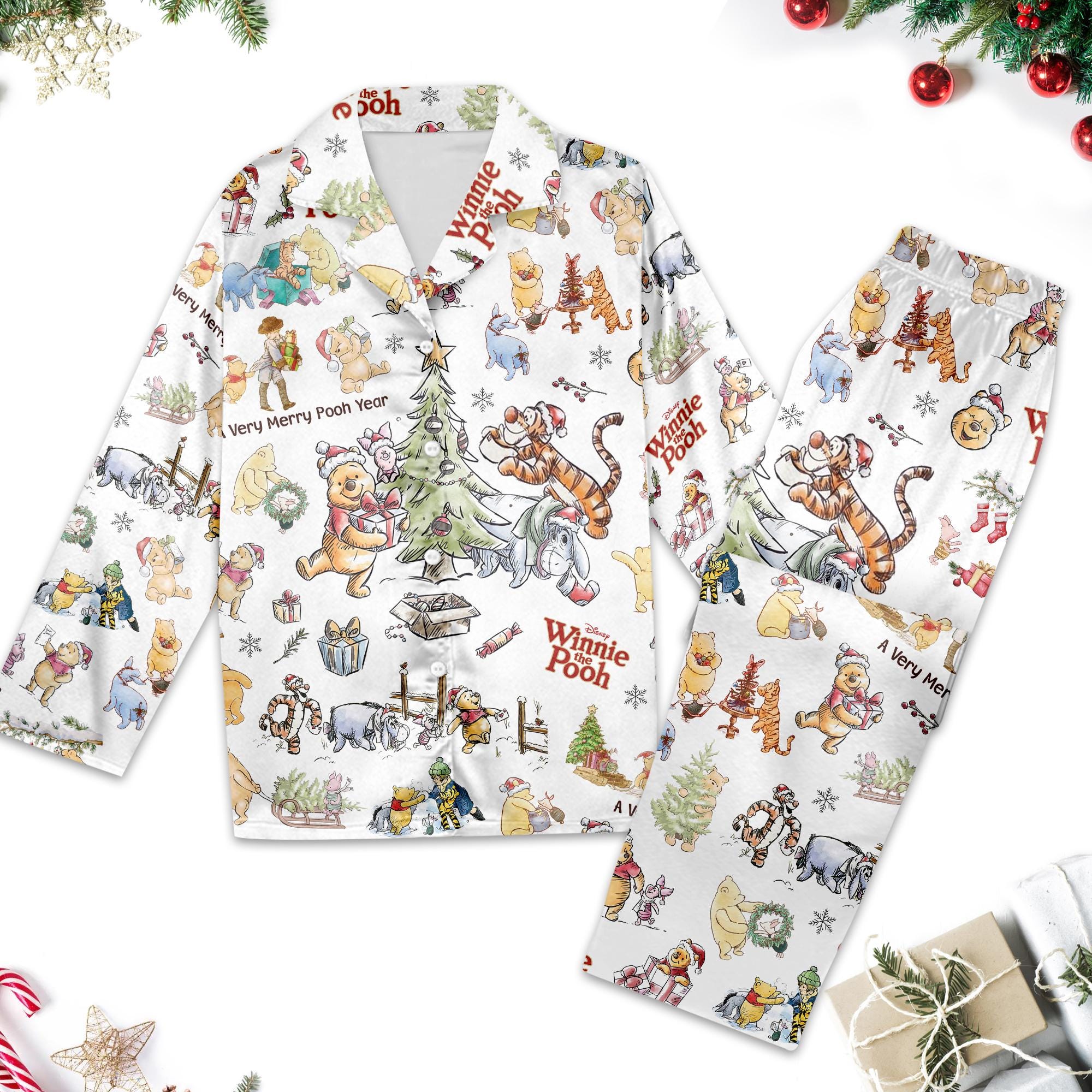 Discover Winnie The Pooh Christmas Pajamas, Pooh And Friends Santa Xmas Pajamas, Disney Matching Pajamas Set, Magic Kingdom Shirt