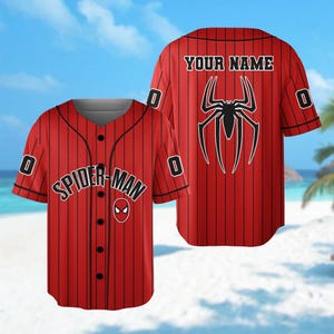 Personalize Spiderman Baseball Jersey, Custom Spider-man Basketball Jersey, Superhero Red Baseball Shirt, Funny Spider Birthday Gift For Kid