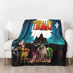 Couverture personnalisée pour hôtel Dracula, couverture personnages, couverture pour hôtel Dracula, cadeau de Noël, couverture polaire dessin animé, courtepointe Magic World