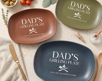 Personalized Dad's Grilling Plate, Fathers Day Gift from Kids, BBQ Grill Gift For Dad, Custom Serving Tray Platter, Grill Master Daddy Plate