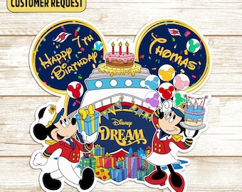 Custom Happy Birthday Mickey & Minnie Ship Magnet, DN Cruise Door Magnet, DN Birthday Magnet, DN Cruise Ship Birthday Magnet