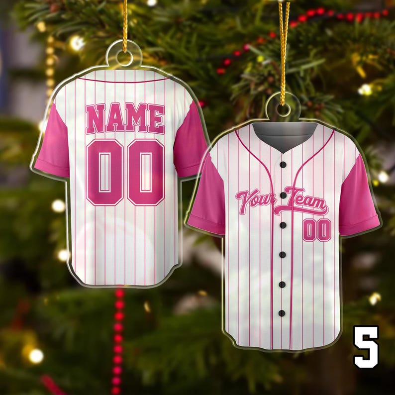 Personalized Team Name and Number Ornament, Custom Baseball Player