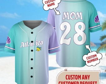 Custom The Little Mermaid Flounder Fish Baseball Jersey, Ariel Princess Baseball Jersey, Ariel Princess Jersey Shirt, Magic Kingdom Tee