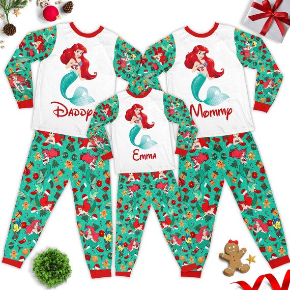 Custom Ariel Princess Christmas Pajamas the Little Mermaid Christmas Pajama Set Gift Cartoon Xmas Party Pyjamas Magic Kingdom Shirt Etsy