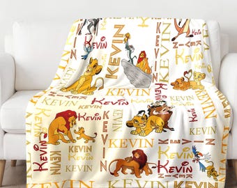 Personalized Watercolor Lion Family Blanket, Custom Lion Baby Blanket, Lion Birthday Gift, Magic Kingdom Names Fleece Blanket
