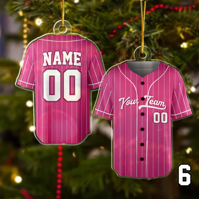 Personalized Team Name and Number Ornament, Custom Baseball Player