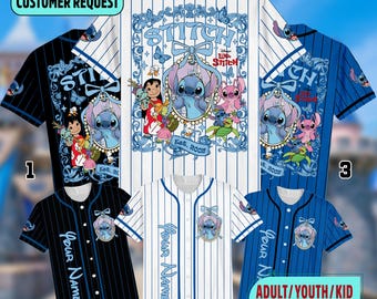Custom Disneyland Lilo Stitch Coquette Bows Baseball Jersey, Lilo And Stitch Jersey, Stitch Disney Magic Kingdom Jersey, Stitch Shirt