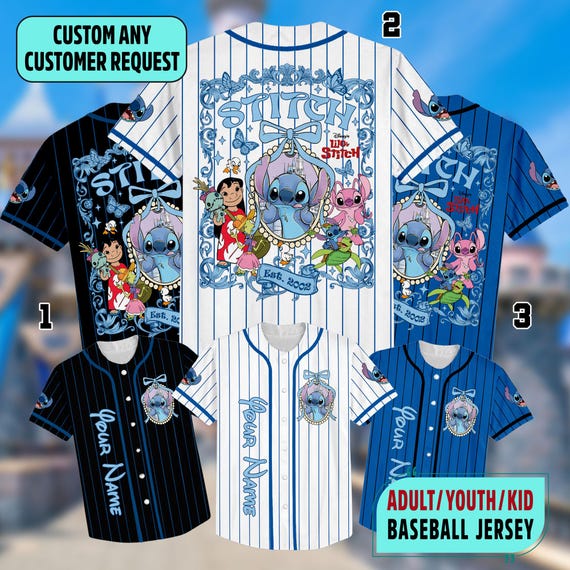 Custom DN Lilo Stitch Coquette Bows Baseball Jersey, Lilo And Stitch Jersey, Stitch DN Magic Kingdom Jersey, Stitch Shirt