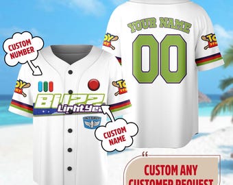 Personalized Toy Story Buzz Lightyear Baseball Jersey, Custom Name And Number Buzz Lightyear Baseball Shirt, Toy Story Basketball Jersey