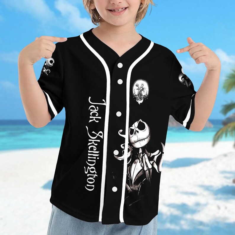 Personalized DN Baseball Jersey, Jack Skellington Baseball Shirt, The Nightmare Before Christmas Jersey Team, Custom Name Baseball image 3