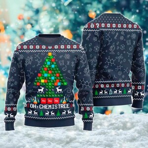 Sweatshirt Père Noël Chimie - Tableau Périodique Scientifique Humoristique, Cadeau Idéal Pour Chimistes Et Geeks