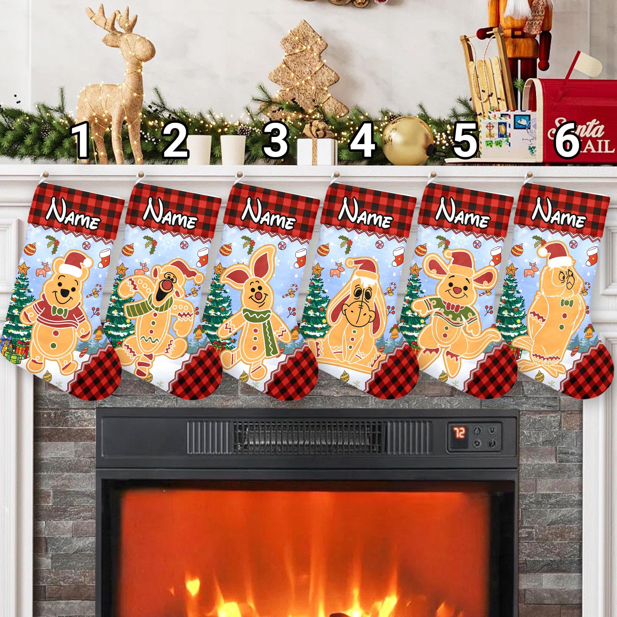 Discover Personalized Winnie The Pooh Gingerbread Disney Christmas Stockings, Disney Family Christmas Stockings With Name, Pooh Bears Gifts