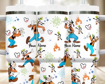 Custom Goofy 40oz Tumbler, Personalized Goofy Dog 40oz Insulated Tumbler, Goofy Cup, Magic Kingdom Handle Stainless Steel Tumbler