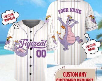 Personalized Disney Figment Little Spark Baseball Jersey, Custom Name And Number Figment Baseball Shirt, Figment Magic Kingdom Jersey