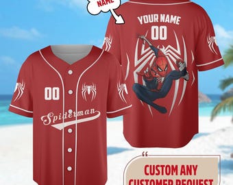 Personalized Spiderman Baseball Jersey, Superhero Jersey Team, Hero Jersey Gift, Spider-Man Baseball Team Outfit, Spidey Gift For Kid
