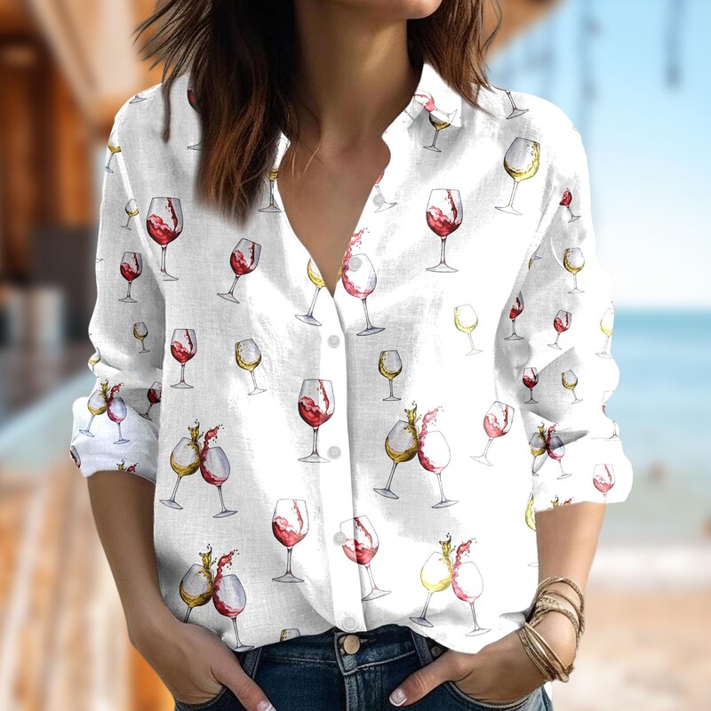 Wine Casual Long Sleeve Shirt 43588