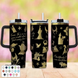 Custom Villain Characters 40oz Tumbler, Horror Characters Coffee Cup, Cartoon Engraved Tumbler, Magic Kingdom Handle Stainless Steel Tumbler