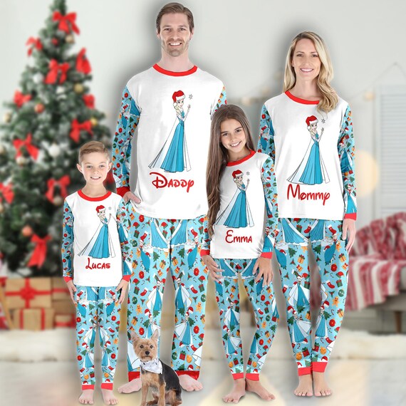 Custom Elsa Christmas Pajamas Frozen Christmas Family Matching Pajamas Set Princess Cartoon Xmas Party Pyjamas Magic Kingdom Shirt Etsy