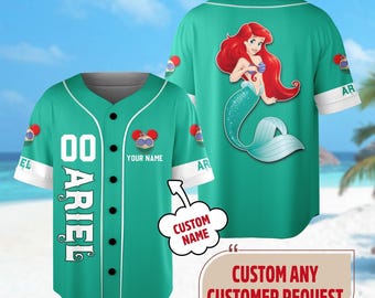 Personalized DN The Little Mermaid Baseball Jersey, Ariel Princess Basketball Jersey, Little Mermaid Birthday Girl Gift For Kid