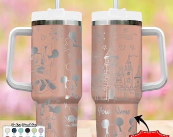 Custom Mickey Mouse and Friends 40oz Tumbler, Mouse Coffee Cup Gift, Magic Kingdom Stainless Steel Tumbler, Disney Laser Engraved Tumbler