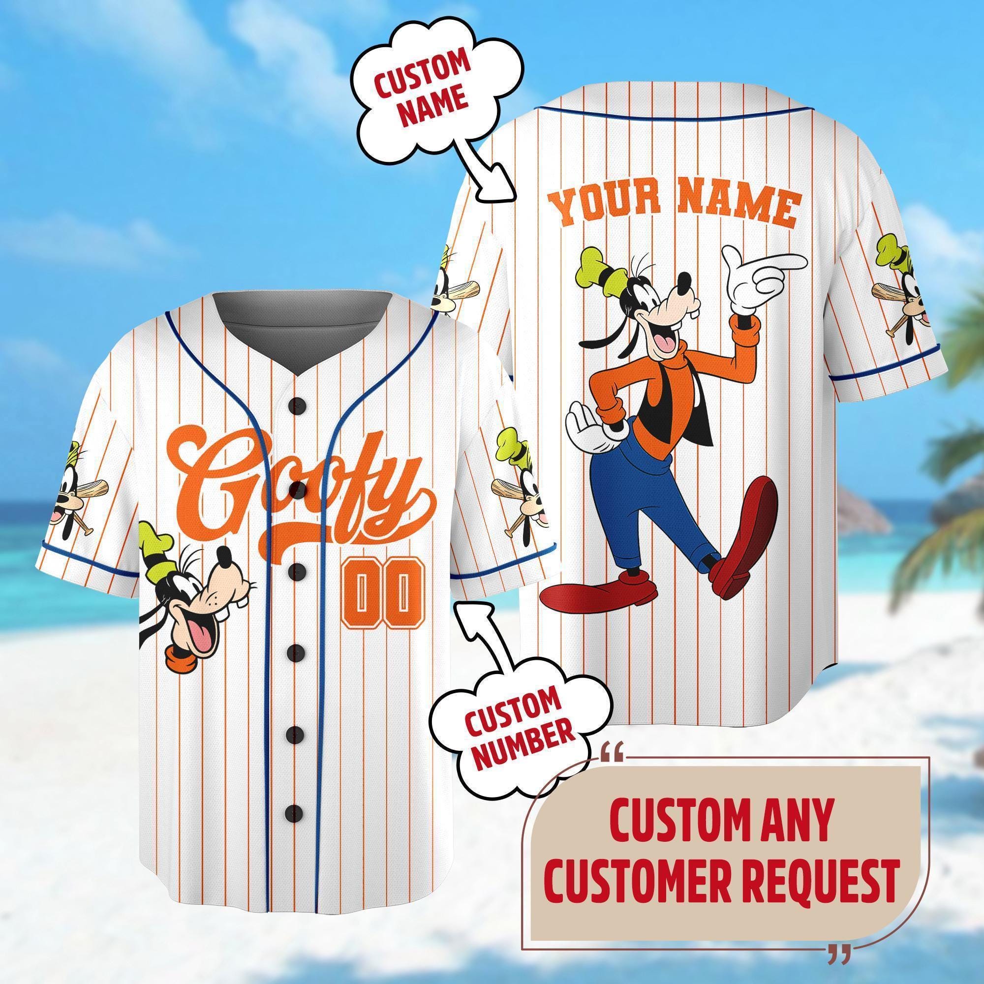 Custom DN Goofy Baseball Jersey, Custom Kid Youth Adult Mickey