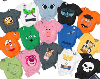 Toy Cosplay Inspired Matching Shirt, Toy Characters Movie Gifts, Halloween Costume For Family Group T-Shirt, Birthday Party Family Trip Tee