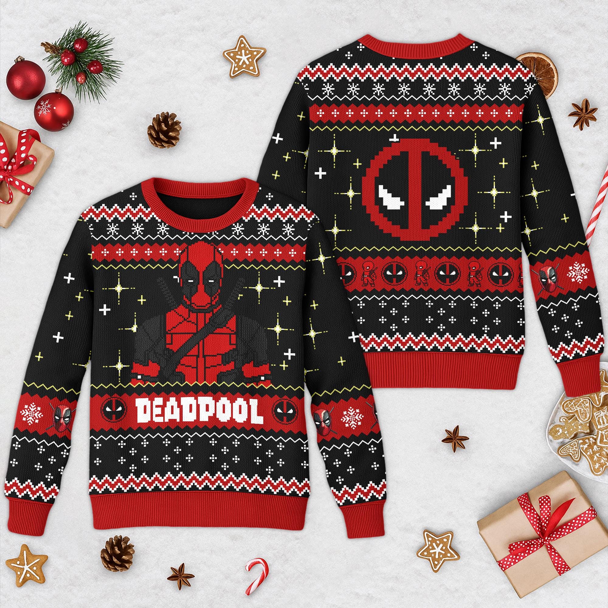 Marvel Deadpool Ugly Christmas Sweatshirt - Offiziell Lizenzierte Weihnachts Mode