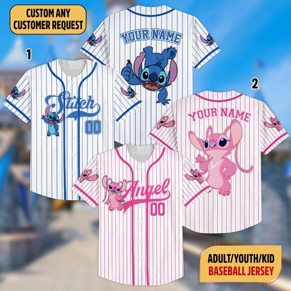 custom baseball jersey dress Personalized DN Stitch Jersey, Angel and Stitch Kid Youth Adult Baseball Team, Magic Kingdom Trip Outfit, Stitch Birthday Gift Fall Wedding