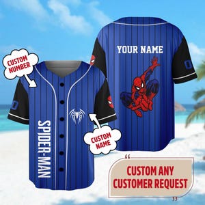 Personalize Spiderman Baseball Jersey, Custom Name Spider-Man Basketball Jersey, Spider Superhero Baseball Shirt, Magic Kingdom Shirt