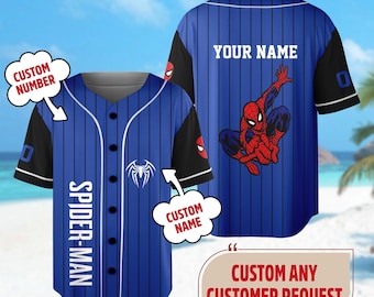 Personalize Spiderman Baseball Jersey, Custom Name Spider-Man Basketball Jersey, Spider Superhero Baseball Shirt, Magic Kingdom Shirt