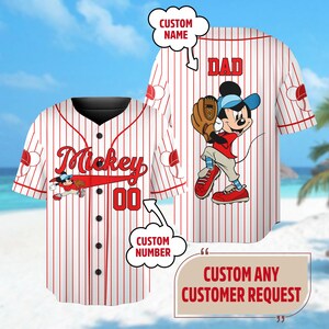 Personalize Disney Mickey Mouse Baseball Jersey Team, Cartoon ...