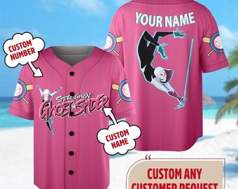Personalized Spider Gwen Baseball Jersey, Custom Name Spider-Woman Basketball Jersey, Funny Spider Character Baseball Gift, Cartoon Shirt
