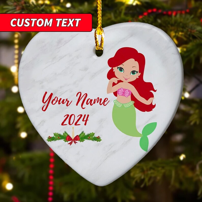 Custom Ariel Princess Ornament, the Little Mermaid Christmas Ornament, Princess 2024 Christmas