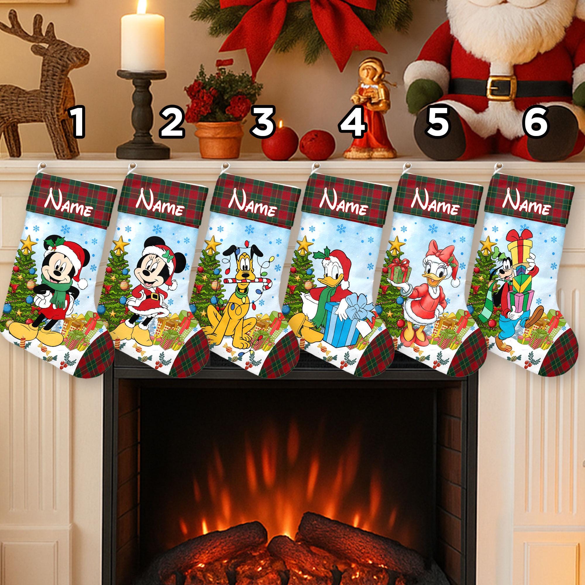 Discover Personalized Mickey & Friends Stocking, Disney Christmas Stockings With Name, Disney Family Christmas Gifts, Mickey Mouse Stockings