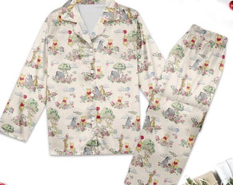 Winnie The Pooh Pajamas, Tigger Piglet Eeyore Pajamas Set, Animated Cartoon Button Down T-Shirt, Magic Kingdom Party Gift