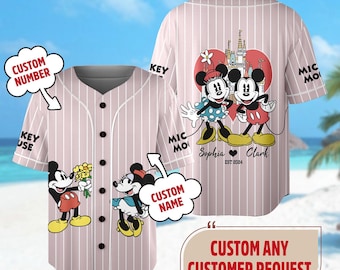Custom DN Mickey and Minnie Mouse Baseball Jersey, Mouse Couple Basketball Jersey, Cartoon Baseball Team, Magic Kingdom Family Trip Tee