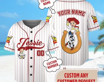 Custom DN Toy Story Jessie Baseball Jersey, Custom Kid Adult Baseball Shirt, Toy Story Sport Outfit, Gift For Magic Kingdom Girl Trip